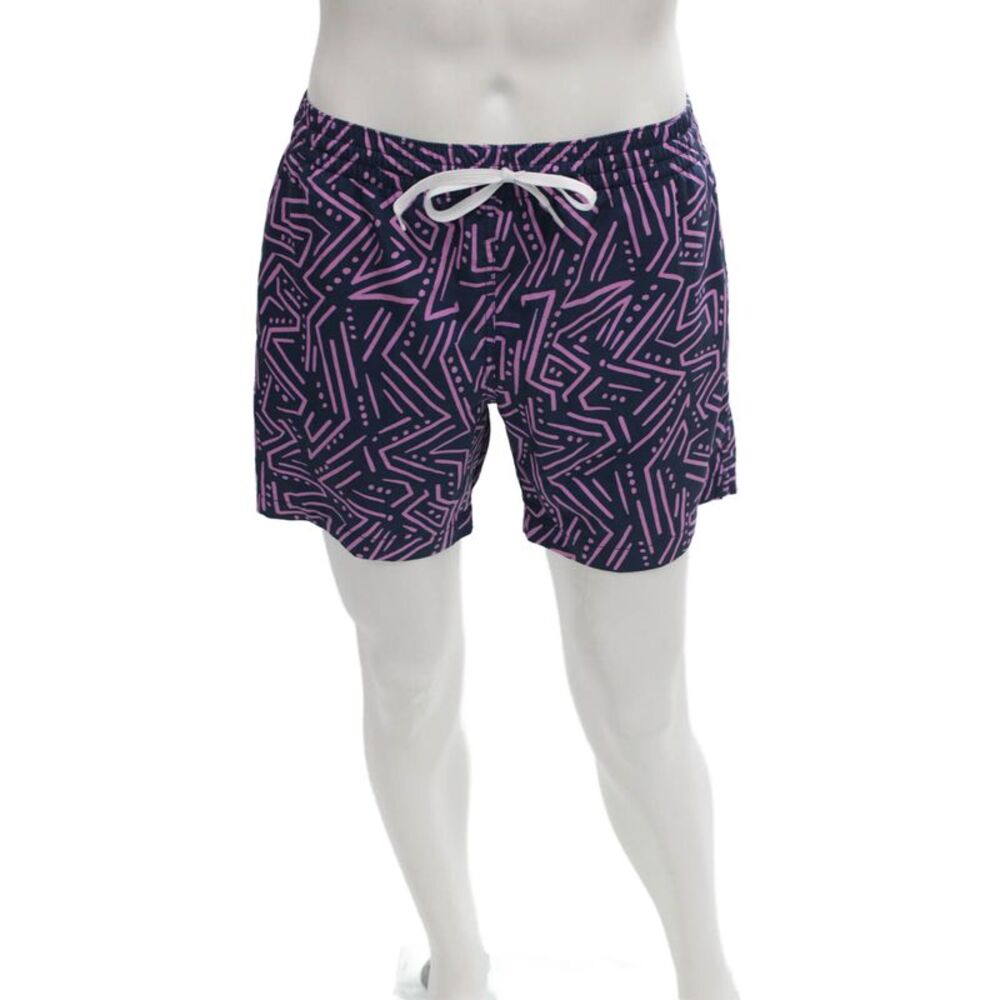 Chubbies Mens Swim Shorts Blue Mesh Geometric Size S